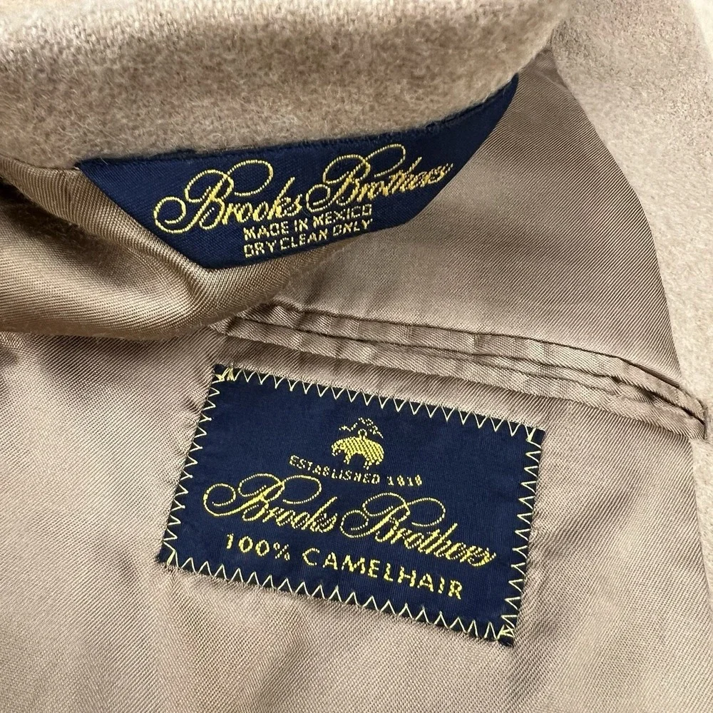 Vintage Brooks Brothers Camel Hair Blazer Jacket Sport Coat Mens 43R Khaki